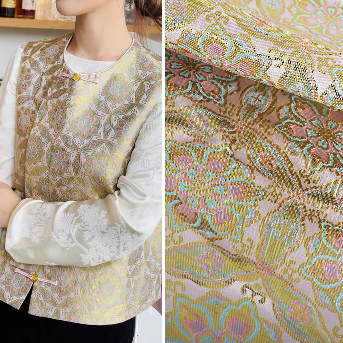 Ткань для жакета "FS080 Дуньхуан Пяосянхуа", имитация жаккардового брокада, китайский стиль