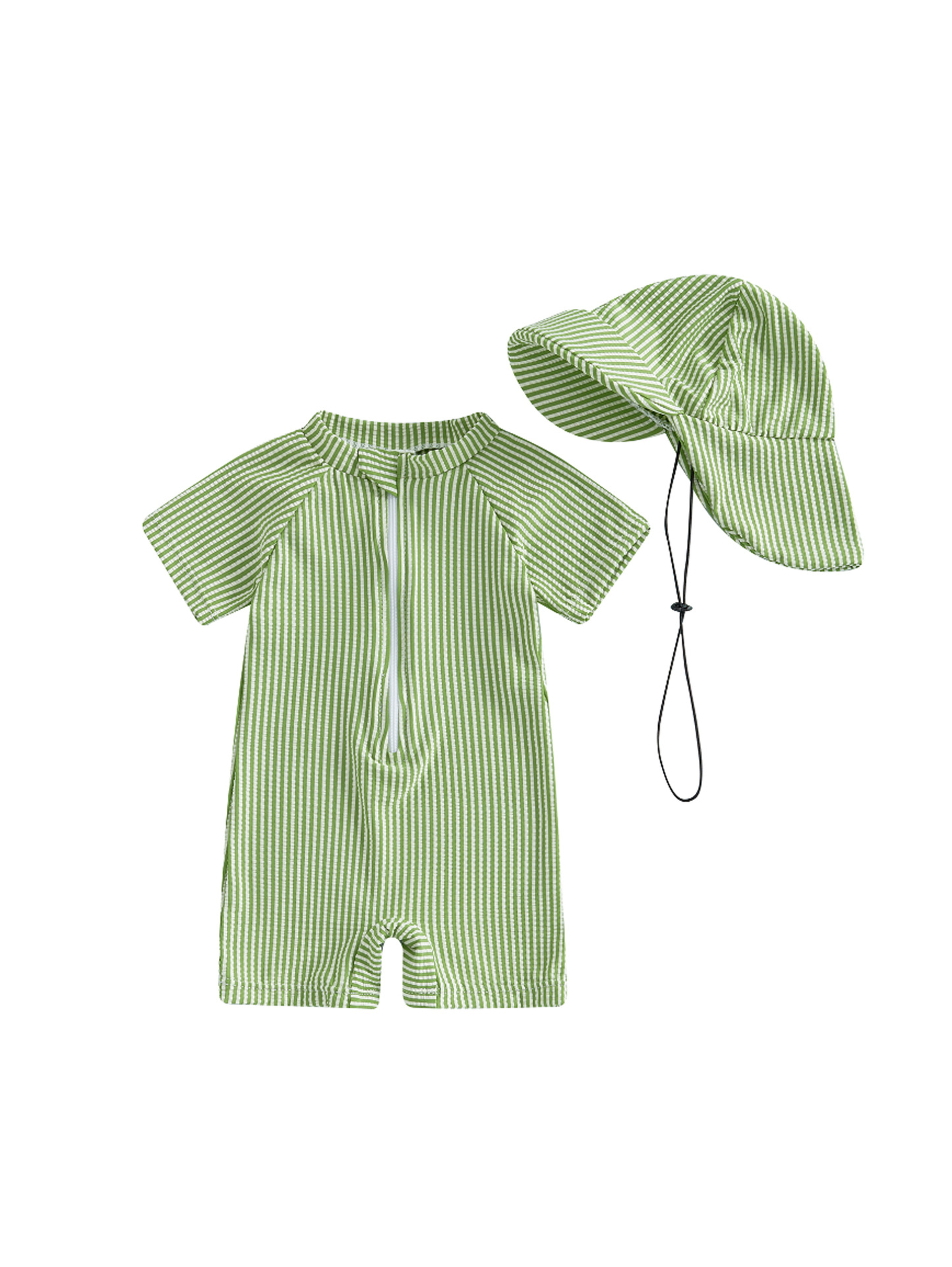 70-80-90-100-110 hat one-piece special striped short sleeve children's swimsuit
