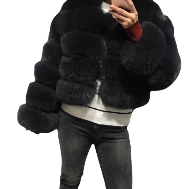 Faux Fox Fur Imitation Fur Coat Women's Short Long-Sleeved Fur Mink Fur Artificial Fur Hot Sale in Europe and America