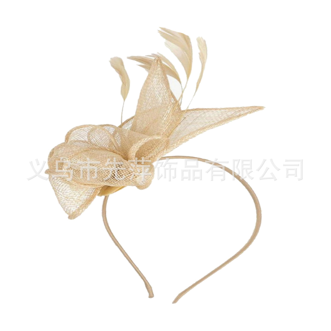 European and American bridal headdress flower Amazon hemp yarn headdress hair band retro elegant performance headdress feather hemp yarn headdress flower female