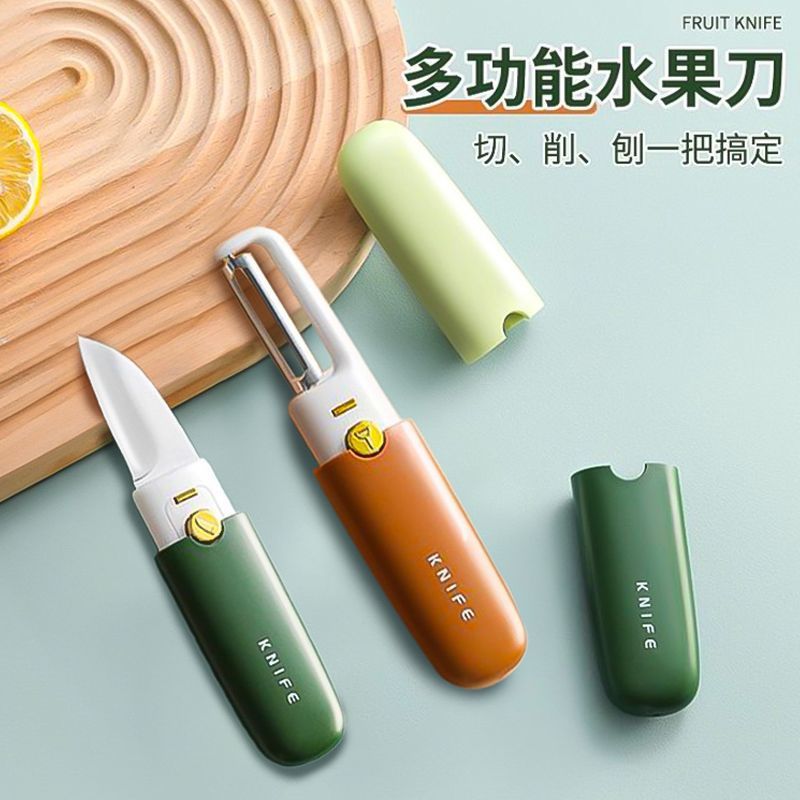 Dual-Purpose Fruit Knife Peeling Knife for Peeling Sugar Cane Kitchen Potato Peeler Portable Picnic Fruit Knife