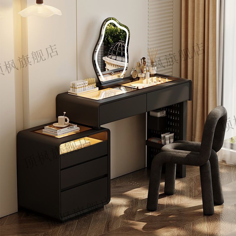 2024 New Style Dressing Table Solid Wood Atmosphere Light Luxury High-End Atmospheric Cupboard Storage Cabinet Integrated Bedside Dressing Table