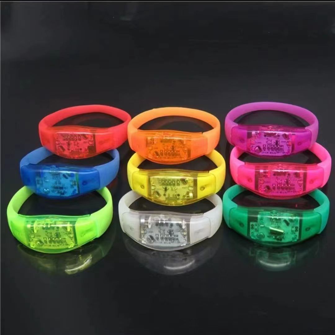 2-Light Silicone Luminous Bracelet Voice-Activated Sensor Luminous Led Luminous Wrist Strap Cheering Props Manufacturer Wholesale
