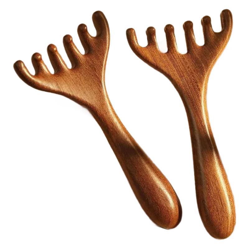 Antler Comb Six-Claw Dual-Purpose Massage Comb Eye Head Scalp Massage Meridian Comb Hair Therapy Scraping Dredging and Scraping Antler Comb