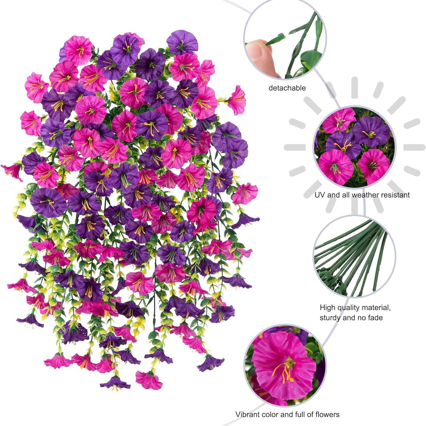 Cross-Border Amazon Artificial Flowers Eucalyptus Morning Glory Silk Flowers Home Wedding Outdoor Courtyard Wall Hanging Rattan Artificial Flowers
