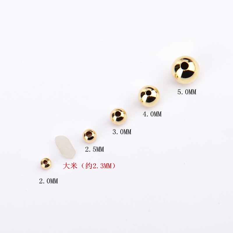 Pure G18K smooth small gold beads spacer beads DIY bracelet necklace accessories AU750 loose beads Passepartout transfer beads