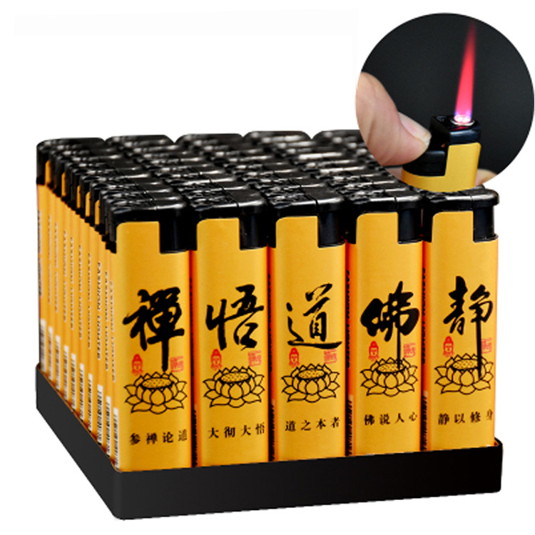 Convenience store supermarket electronic windproof lighter wholesale personality bag drawing paper household windproof lighter straight into the trend