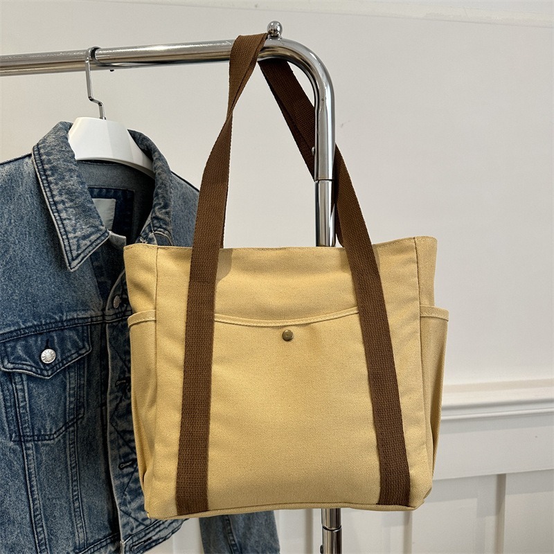 Simple Commuter Versatile Large Capacity Tote Canvas Bag High Beauty Value Art College Students Class Shoulder Cloth Bag