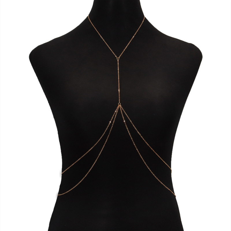 Cross-border European and American accessories women's double-layer fashion alloy plating body chain one-piece chain body chain waist chain wholesale