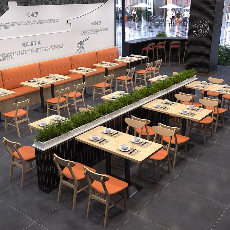 Catering Furniture Customized Hot Pot Restaurant Restaurant Curved Booth Sofa Table and Chair Storage Cabinet Commercial Wall Booth