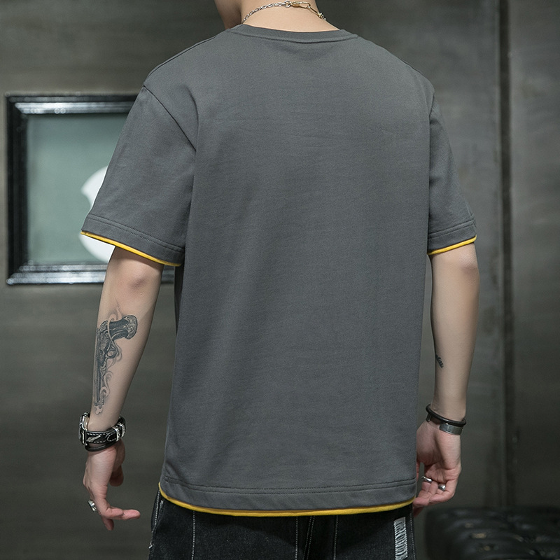 Short-sleeved T-shirt Men's 2022 Summer New Korean Style T-shirt Men's Crewneck Simple Loose Men's Top