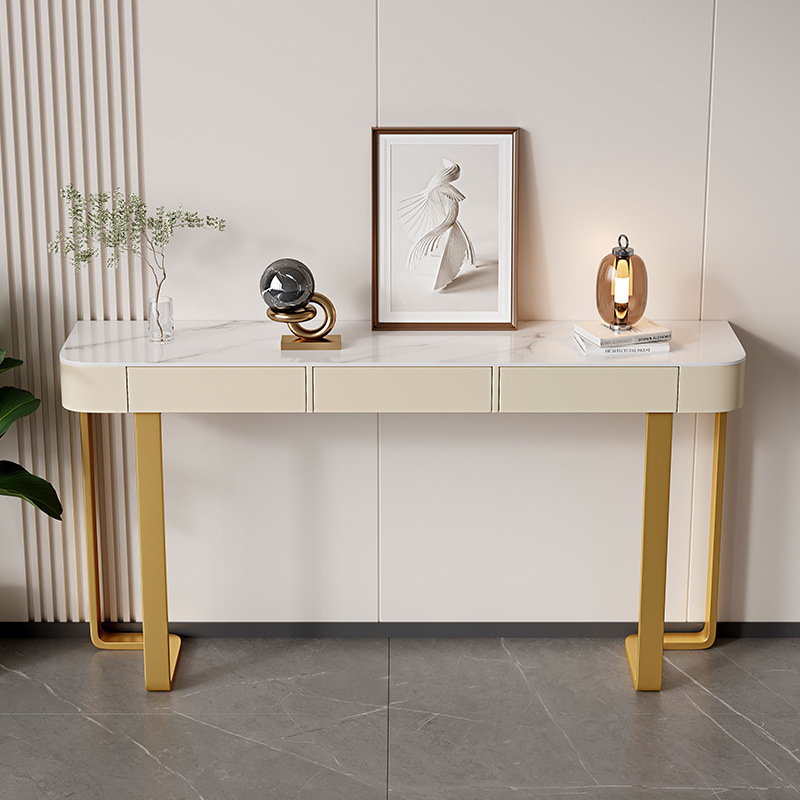 Hallway Table End View Table Rock Board Cyber Celebrity Italian Entry Cabinet Simple Modern Light Luxury Semi-Round Table Metal Rock Board Table