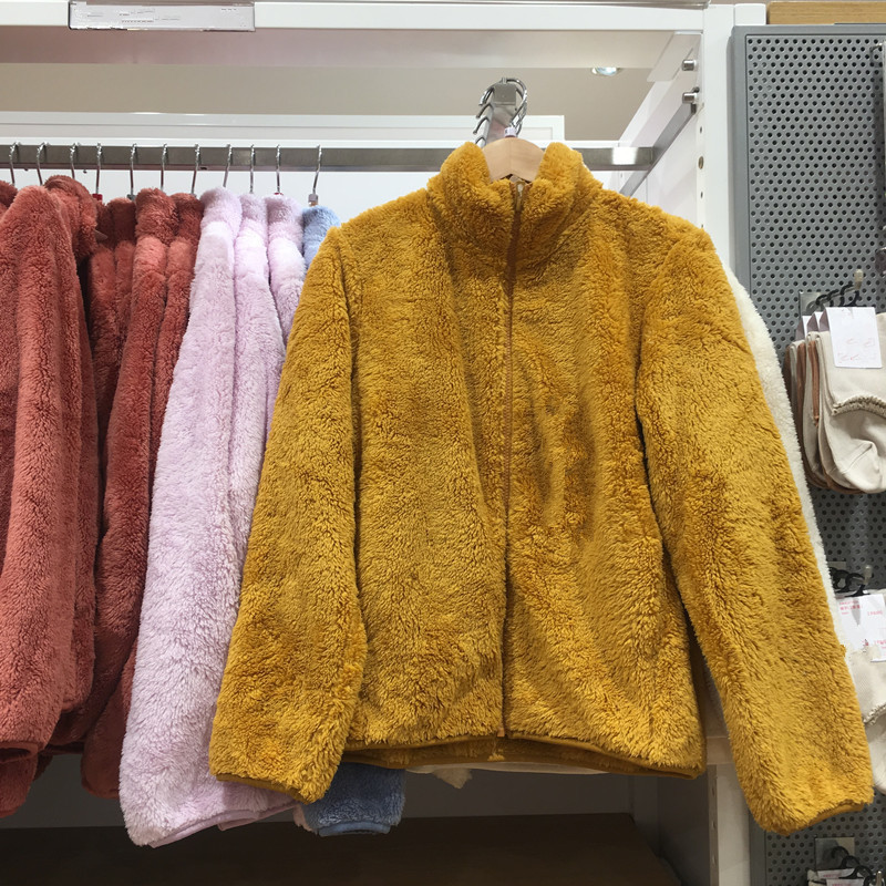 2024 Autumn and Winter Long Fleece Coral Velvet Cardigan Stand Collar Polar Fleece Jacket Warm Fur Outwear for Women 449753