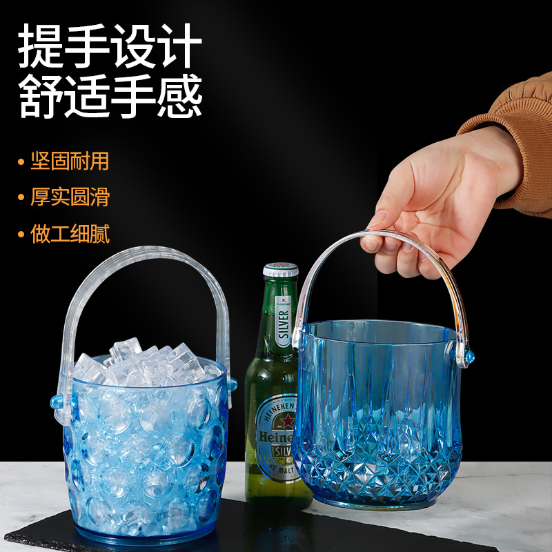 In stock plastic boxed gem ice bucket octagonal ice bucket single small size beverage ice bucket desktop bead-shaped ice bucket