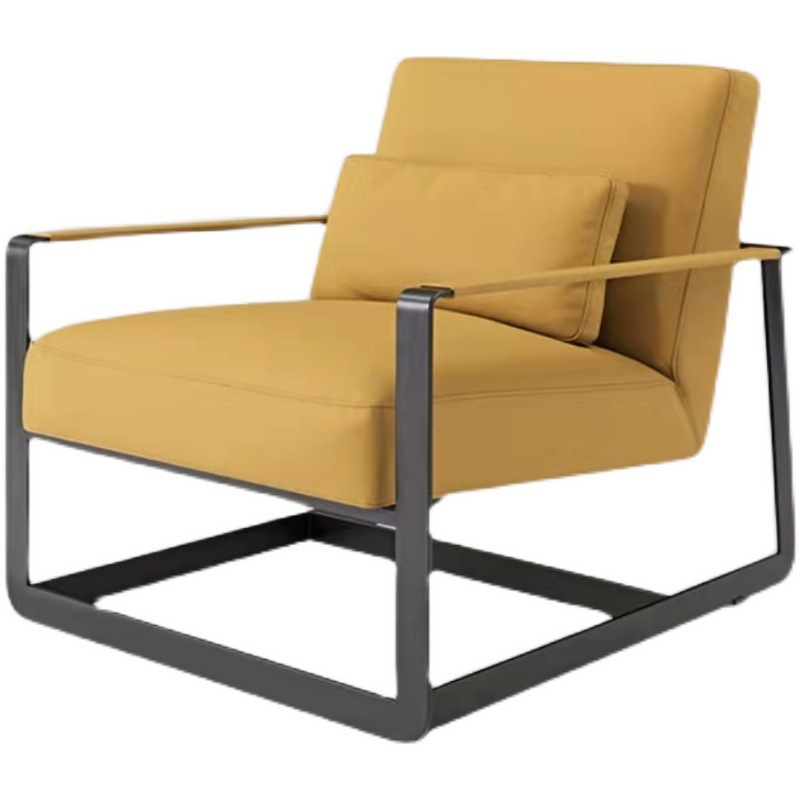 Nordic Light luxury leather chair negotiation leisure recliner living room balcony bedroom designer model room single sofa chair