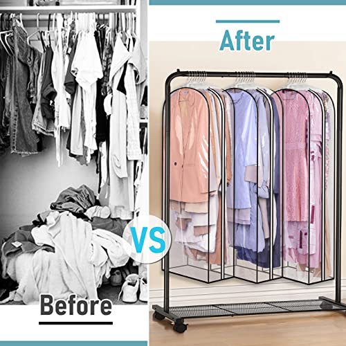 Clothes Dust Cover Hanging Garment Bag Transparent suit Bag Set Dustproof Clothes Cover Bag Full Zipper for Wardrobe Storage