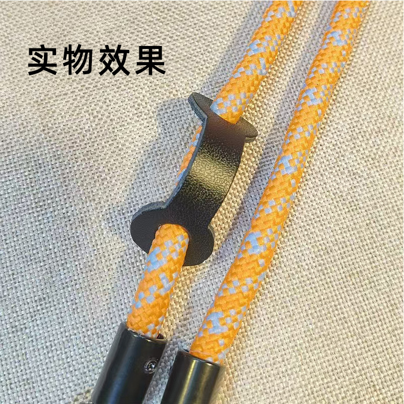 Two-hole leather buckle drop glue ultra-fiber oil edge screen printing UV logo mobile phone lanyard accessories buckle pu rope buckle leather logo