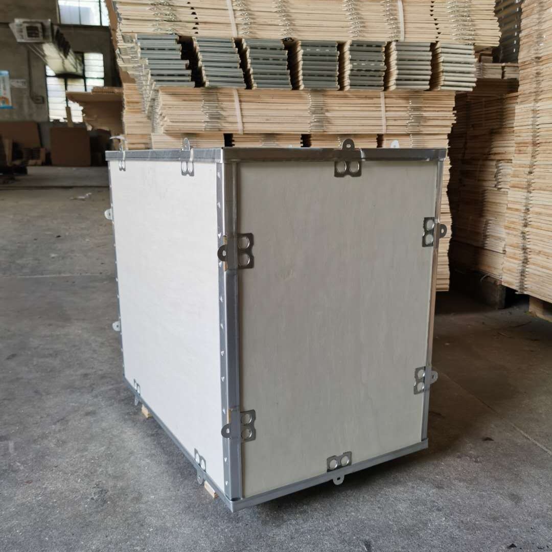 Customized Size Snap-On Detachable Steel Edge Wooden Box Durable Logistics Environmentally Friendly Heavy Machinery Thickeneded Transport Wooden Box