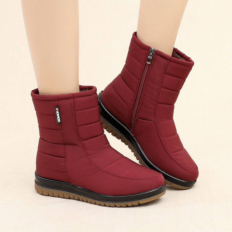 Women's Snow Boots 2025 Fleece-Lined Non-Slip Warm Waterproof Middle-Aged and Elderly Cotton Shoes Mom Boots Women's Short Boots Winter Hot Sale