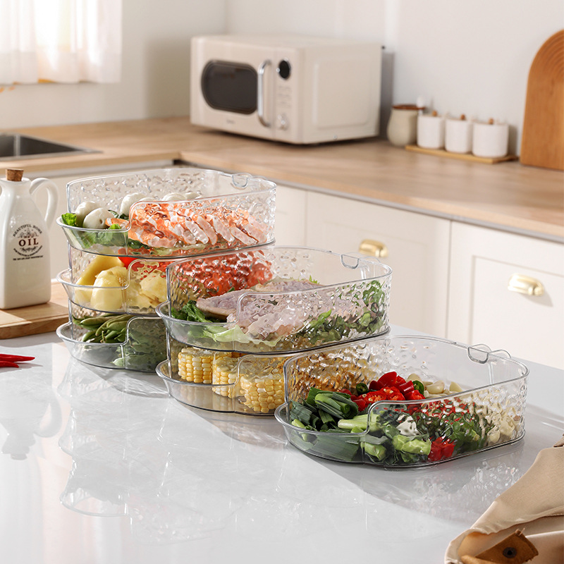 Stackable Vegetable Storage Artifact Kitchen Dish Plate Household Dish Preparation Hand-held Ingredients Multi-layer Dish Plate with Scallion, Ginger and Garlic