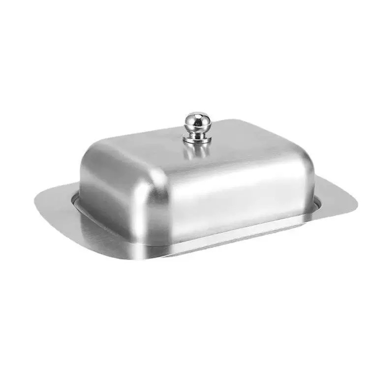 Cross-border stainless steel butter box European-style western-style cheese box thickened butter box food grade bread box pastry plate
