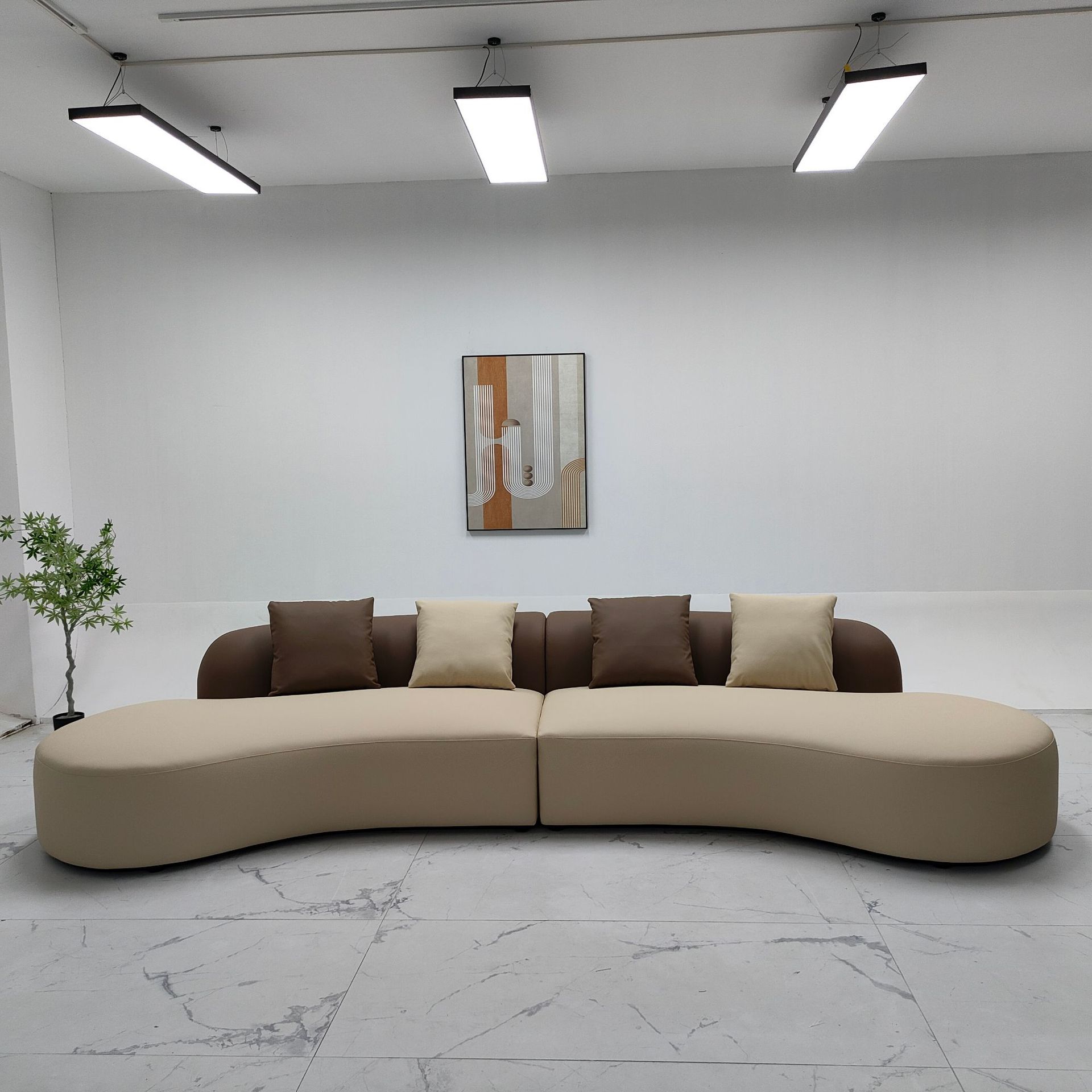 Factory Direct Sales Cashew Sofa High-End Light Luxury Sofa Genuine Leather Microfiber Leather Hotel Apartment Sofa