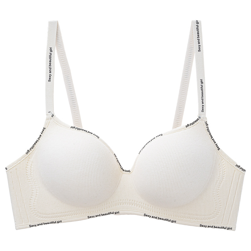 Peach Underwear Women's Gathering Small Chest Large No-mark No-steel Ring Soft Support Anti-sagging Paramilium Letter Bra