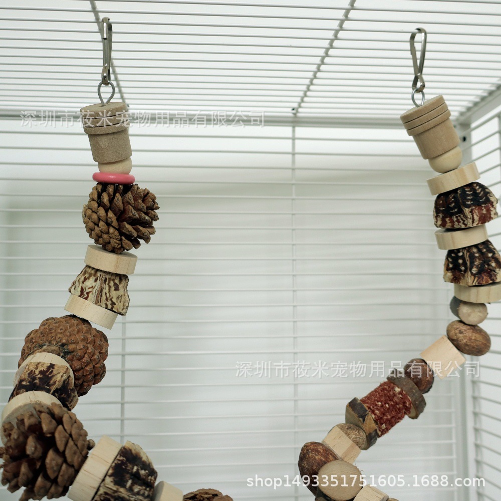 Parrot toy mountain pineapple nut pine cone string log block bite string climbing ladder grinding beak bird toy landscaping bird