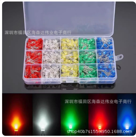 F5 5mm светодиодный излучающий диод упакованный излучающий трубка 500 100 на цвет 5 цветов всего 500PCS