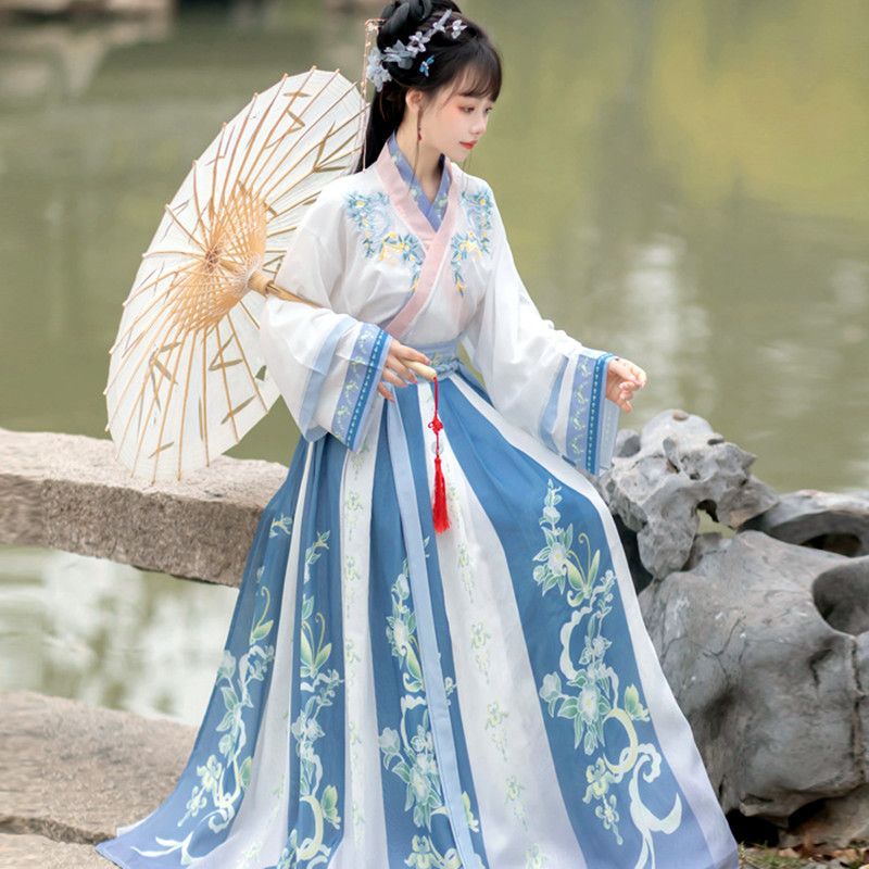 Authentic Han Dynasty Women's Ancient Costume Cross-Collar Waist-Length Underskirt Adult Chinese Style Promotion Student Complete Set