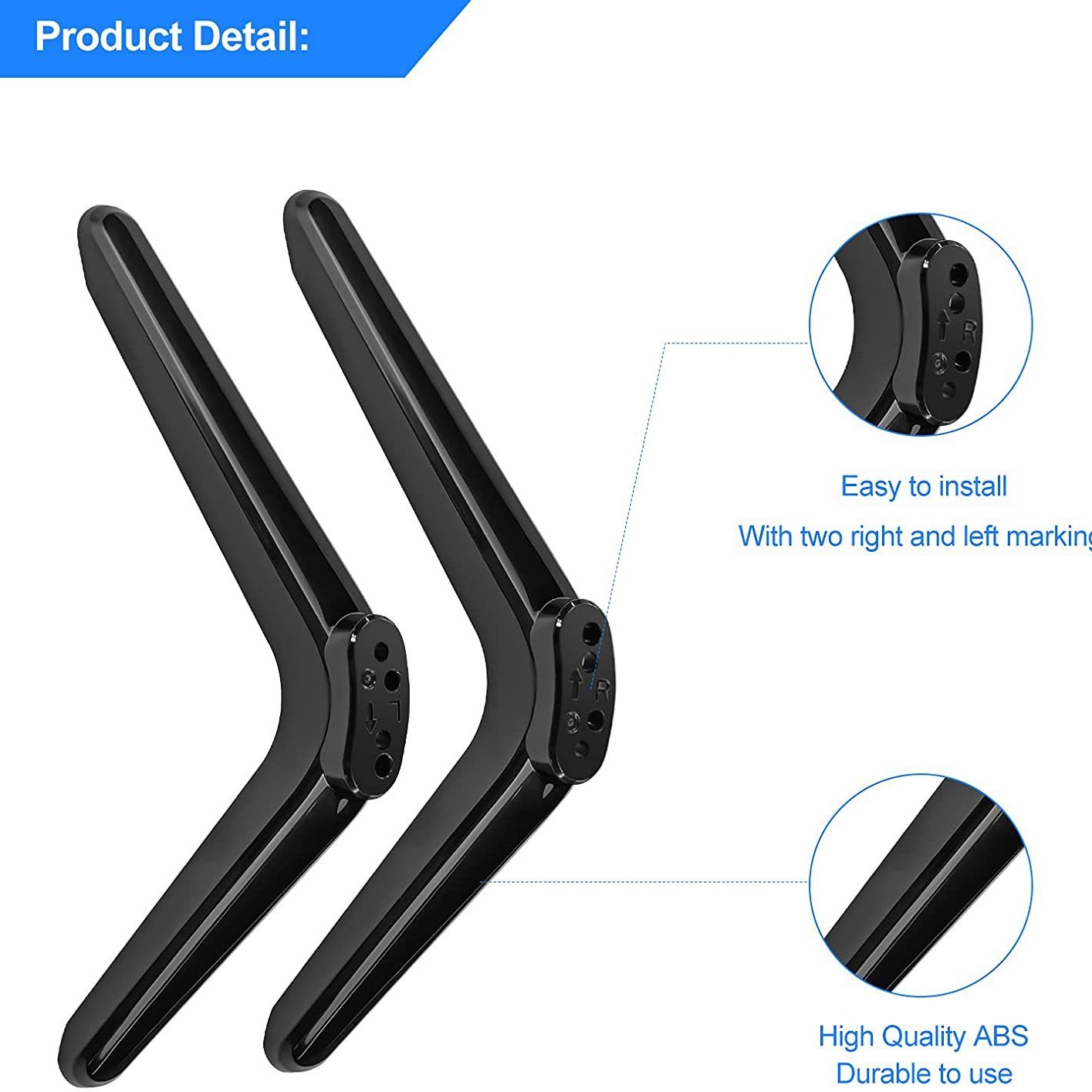 The Base Bracket Is Suitable for Roku Tv, Tv Bracket with Universal Legs and Is Suitable for Overseas Market Brand with Adjustable Holes