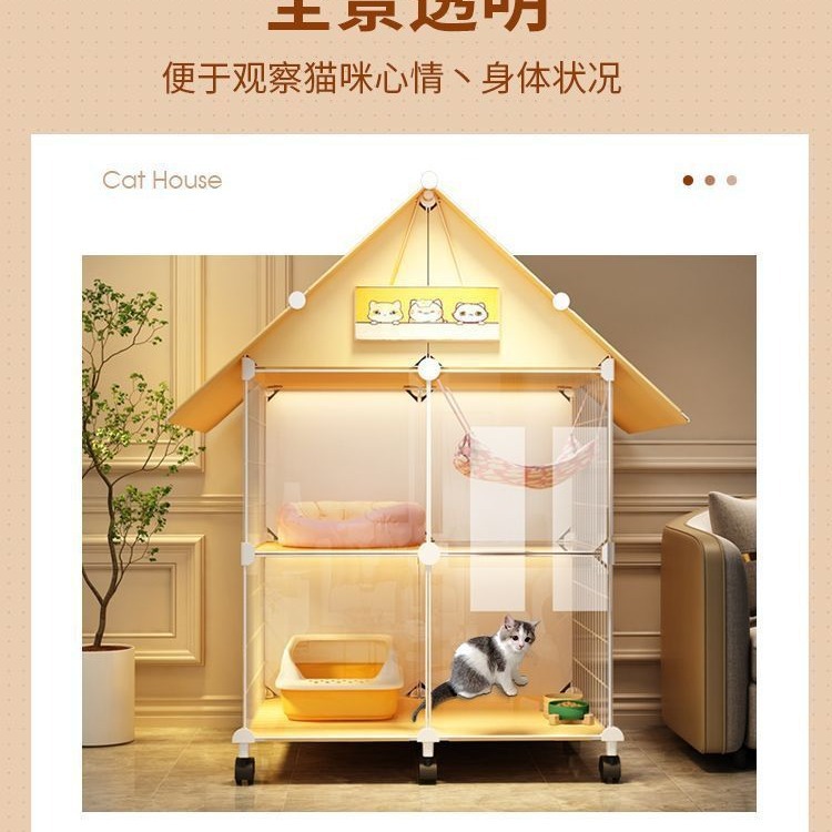 Cat Villa Cat Cage Household Indoor Multi-storey Integrated Cat House Two-storey Empty Cage Super Large Free Space