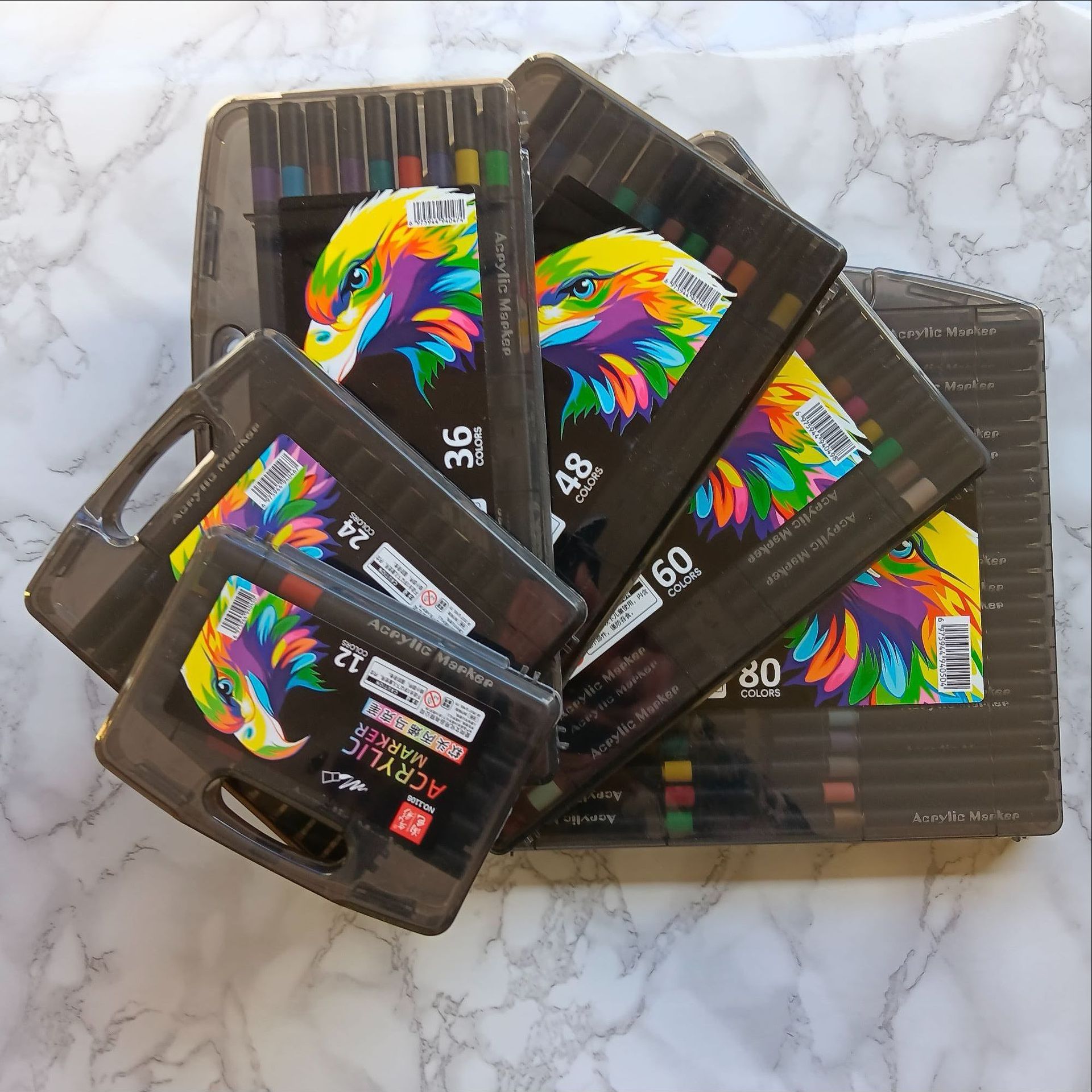 Amazon, непрозрачный мягкий акриловый маркер, 12/24/36/48/60/80 цветов