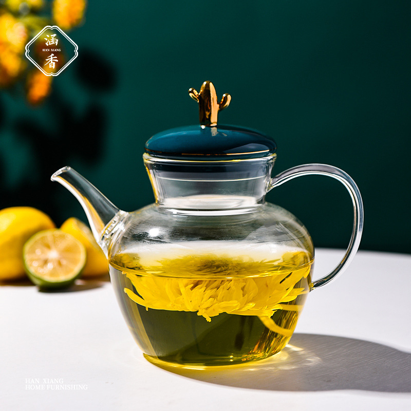 Чайник стеклянный цветной зеленый