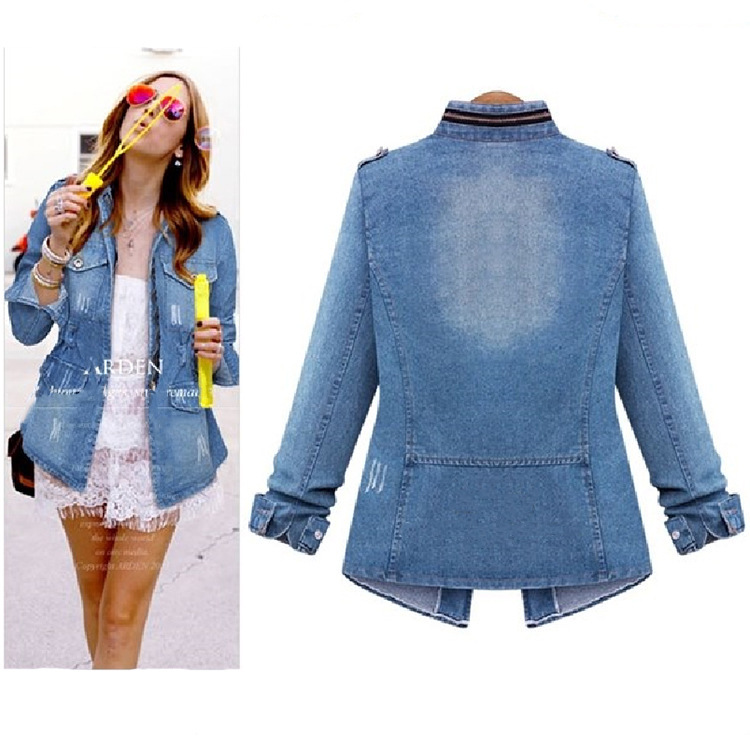 Creative 2025 summer wind temperament women's Denim stand collar slim women's Denim coat manufacturers wholesale women