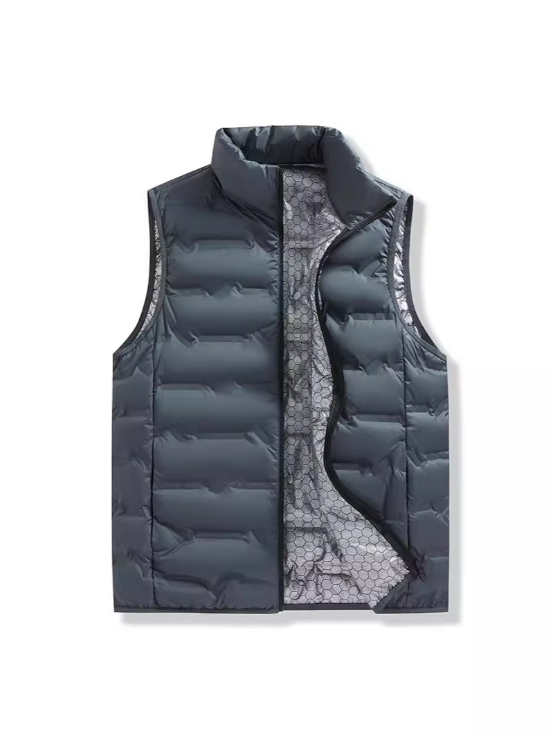 Men's Vest Autumn and Winter New Sports Down Vest Korean Style Vertical Collar Jacket Loose plus size Warm Vest