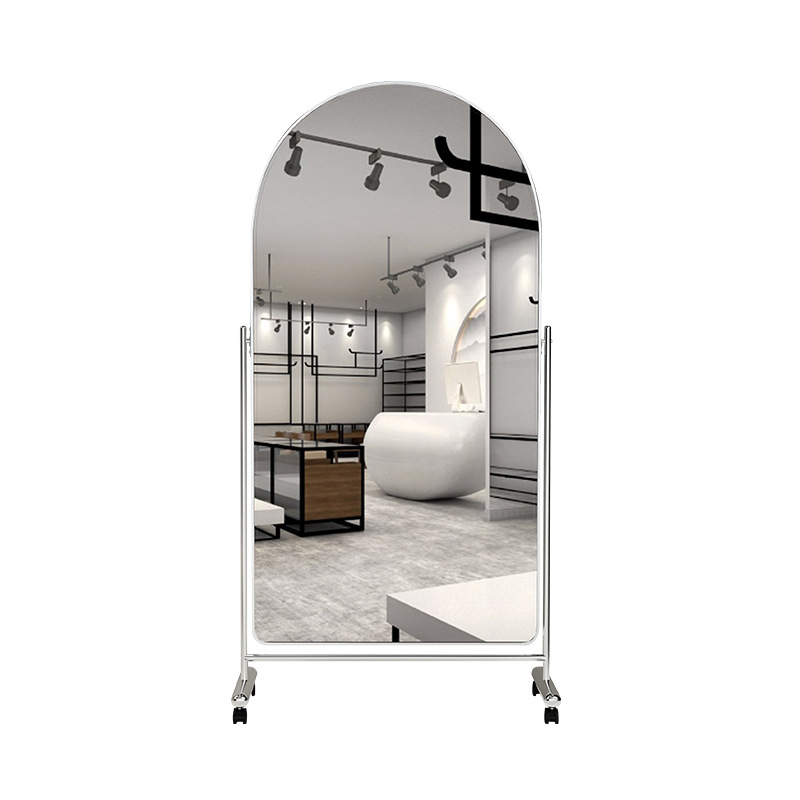 Full-body Mirror Tall and Slim Dressing Household Floor Mirror Arch Movable Internet Celebrous Clothing Store Fitting Mirror Dancing Mirror