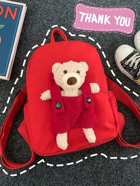 Little Bear Kindergarten School Bag Nylon Cloth 2-5 Years Old 3 Cute Children's Bag Boy Baby Small Backpack Girl Backpack