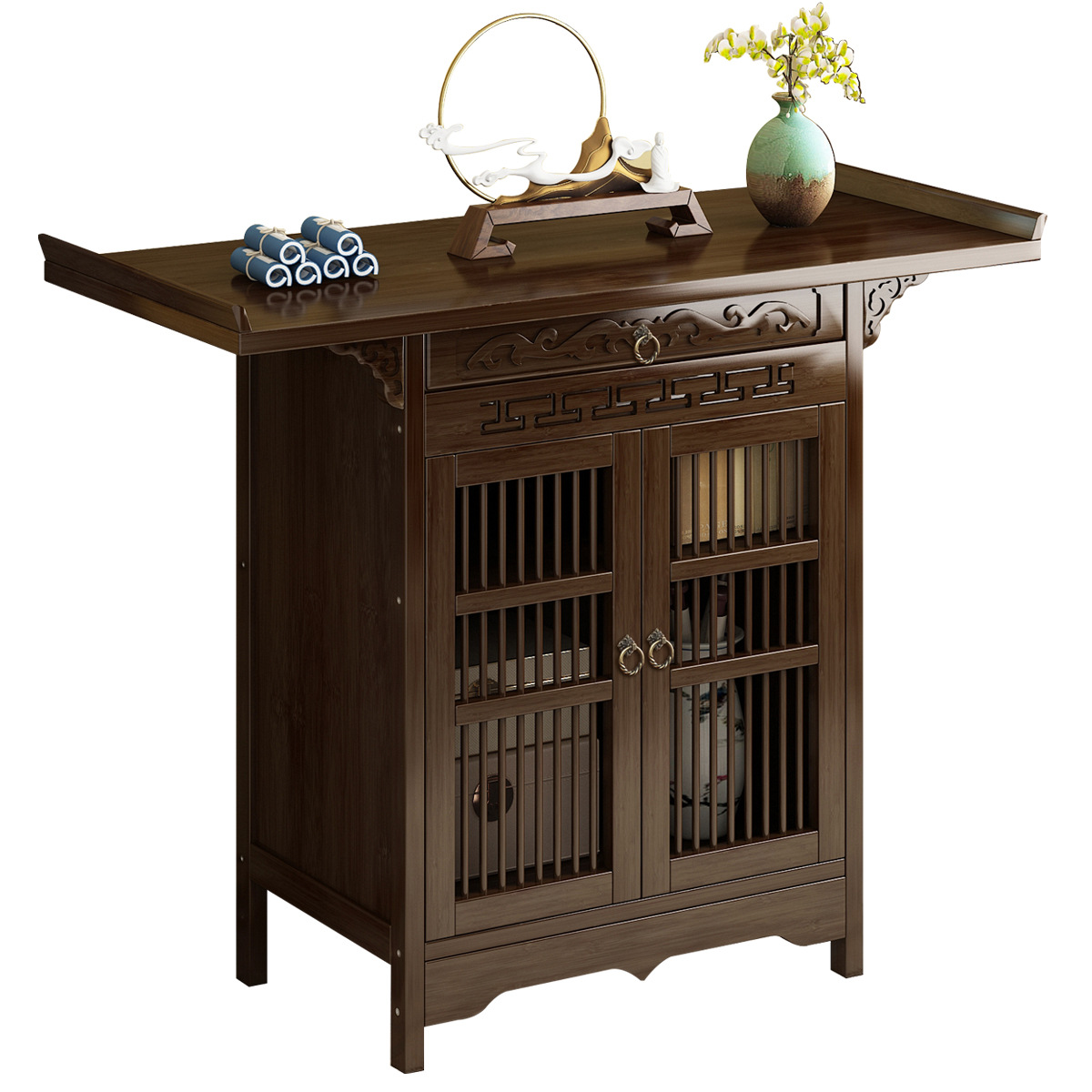 New Chinese-Style Entrance Table, Light Luxury Doorway Floor-Standing Home Partition Cabinet, Side Table, Solid Wood Entrance Cabinet Side Table