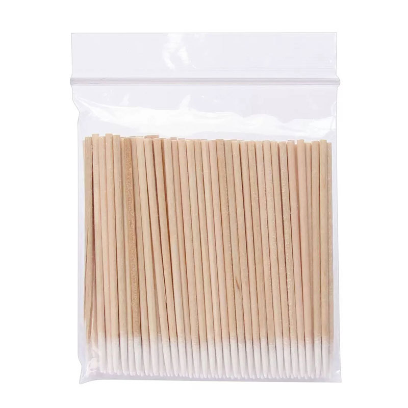 Disposable Tattoo Cotton Swabs with Pointed Tips, Small Head, Fine Tip, Wooden Single-Head Sticks, Small Cotton Swabs, Eyeliner Sanitary Swabs