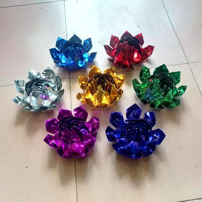 Large Size 25*35 Multicolored Paper Seven-Color Lotus Paper Flower Origami Gold and Silver Paper Nine-Turn Lotus Paper Flower Handmade Folding Paper Free Shipping
