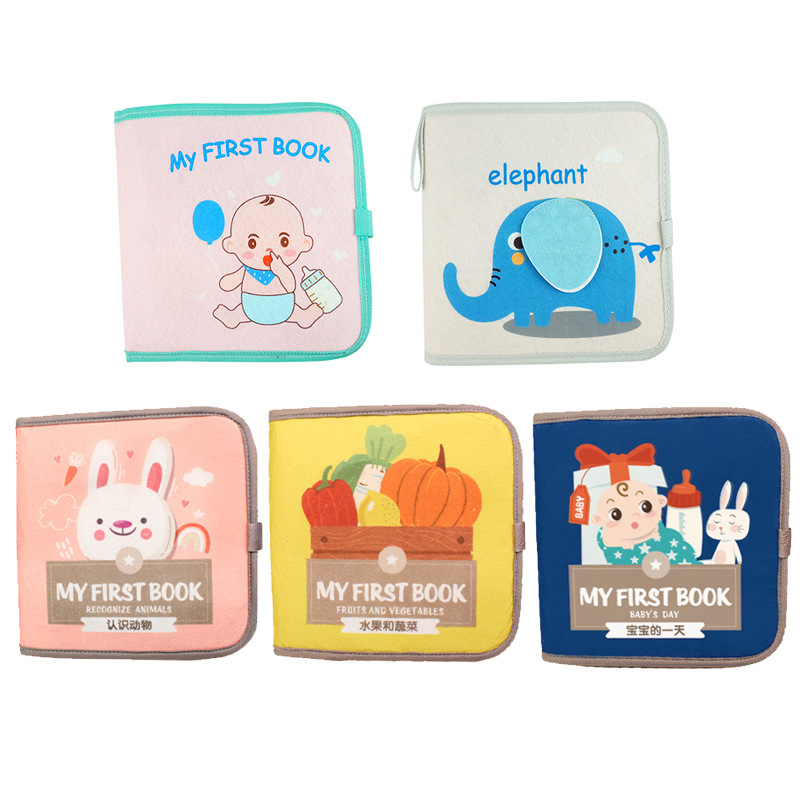 Baby's quiet cloth book Montessori early education baby can bite tear tear book Velcro felt cloth toy