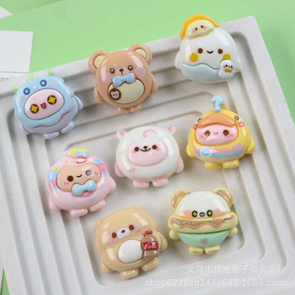 Cartoon glossy egg Baby series resin accessories cream glue diy mobile phone case hairpin pendant material wholesale