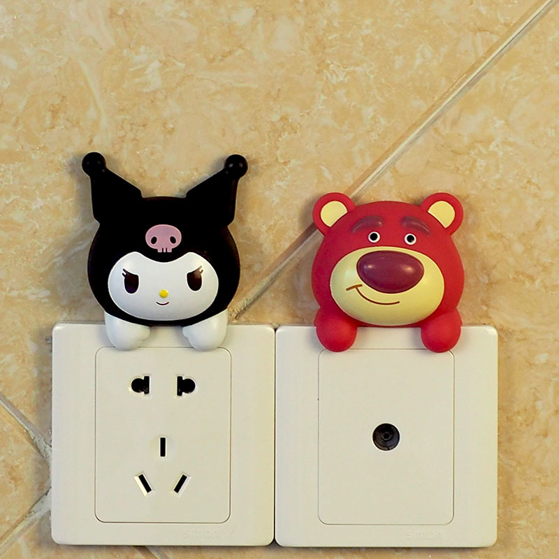 Cartoon switch stickers three-dimensional doll socket stickers home living room socket switch decorative stickers