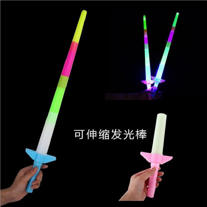 Large four section glow stick cheer props luminous toy telescopic stick wholesale flash shrink stick to push the explosion
