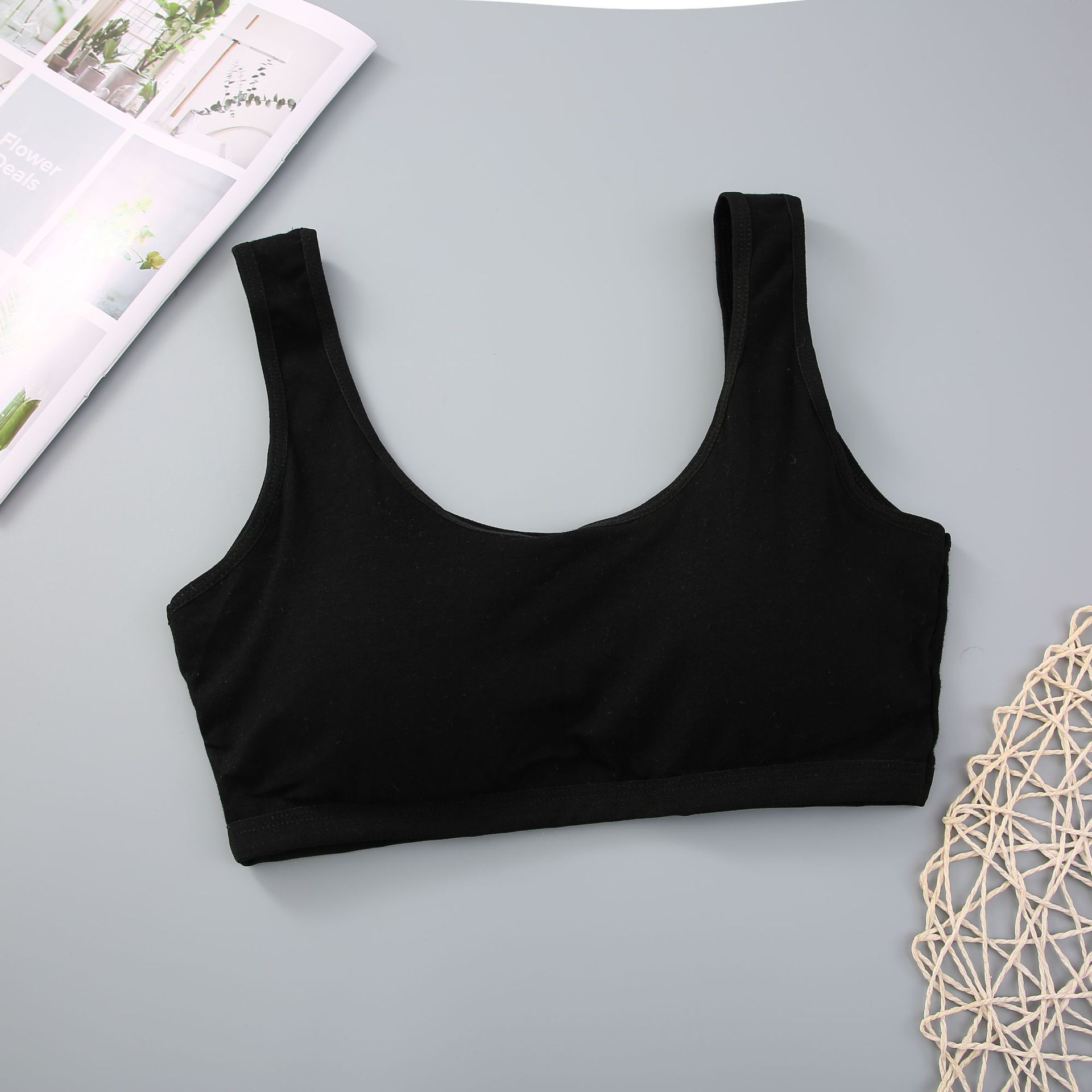 [Spot Second Hair] Cotton Underwear for Middle School Students Korean Style No Steel Ring Large Chest Shows Small Wrap Chest Student Development Vest