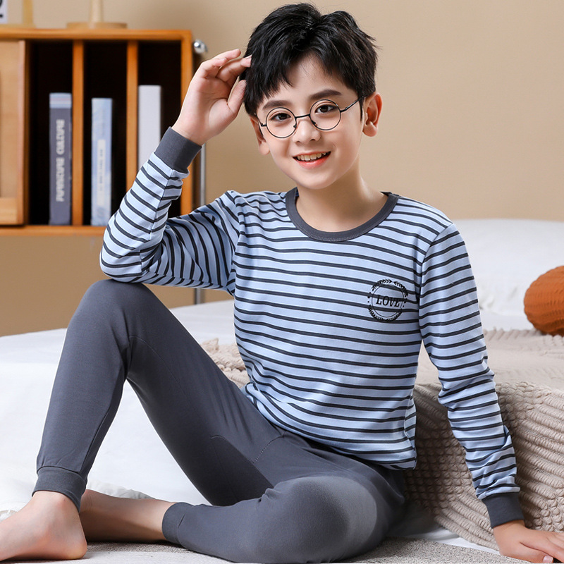 New Children's Cotton Autumn Clothes and Pants suit Students Children's Base Underwear Warm Home Pajamas Batch