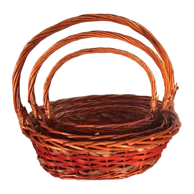Custom Willow and Rattan Woven Fruit Basket Fruit and Vegetable Storage Basket Supermarket Egg Display Fruit Basket Woven Basket Set Basket