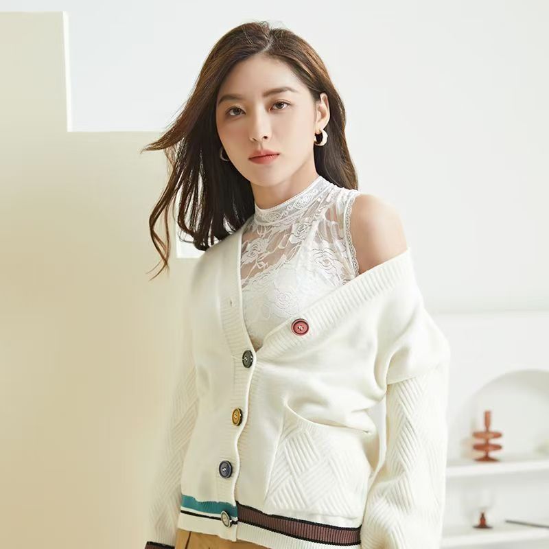 Explosions Fake Collar Women's Stylish Lace Lace Collar Half High Collar Sleeveless Short Lace Top Fashion All-Match