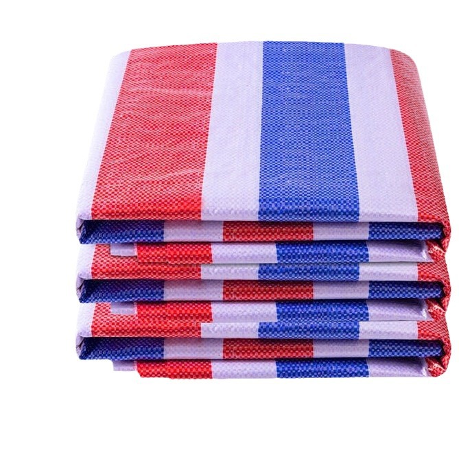 Three Color Color Strip Cloth Single Film Double Film Waterproof Thickened Tarpaulin Sunshade Sunscreen Color Strip Tarpaulin Rain Shelter pp Plastic